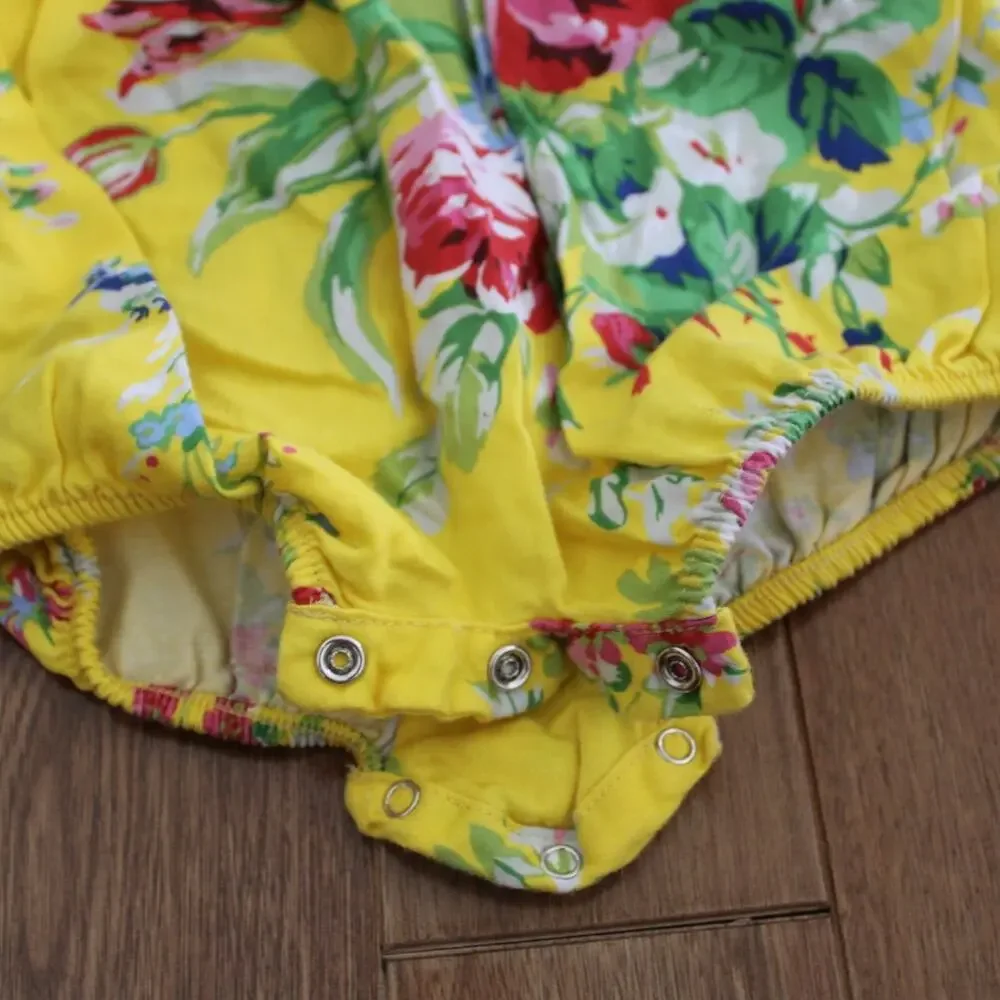 Ralph Lauren Yellow Floral Bubble Romper One Piece 3‎ Month